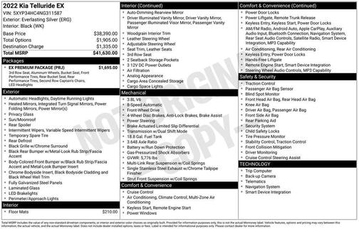 Everlasting Silver 2022 Kia Telluride EX