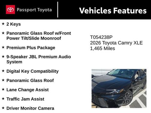 Midnight Black Metallic 2026 Toyota Camry XLE