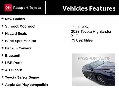 Blueprint 2023 Toyota Highlander XLE