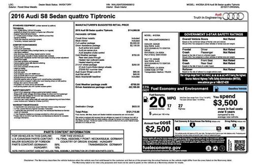 Silver 2016 Audi S8 4.0T