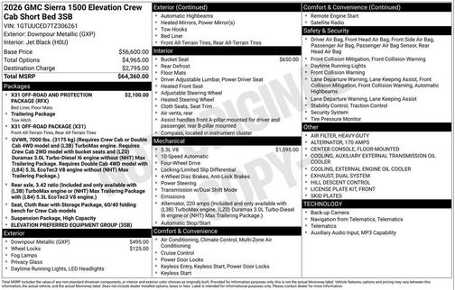 Downpour Metallic 2026 GMC Sierra 1500 Elevation