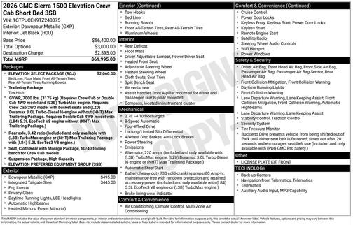 2026 GMC Sierra 1500 Elevation