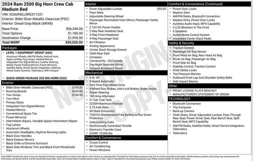 2024 RAM 2500 Big Horn Crew Cab 4x4 6'4' Box