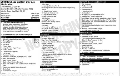 2024 RAM 2500 Big Horn Crew Cab 4x4 6'4' Box
