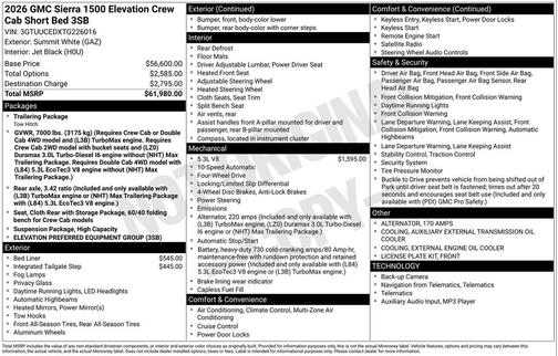 2026 GMC Sierra 1500 Elevation