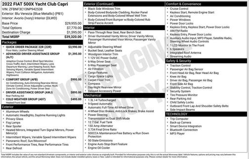 2022 FIAT 500X Yacht Club Capri AWD