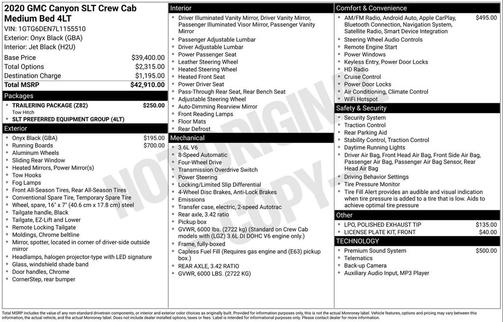 Onyx Black 2020 GMC Canyon SLT