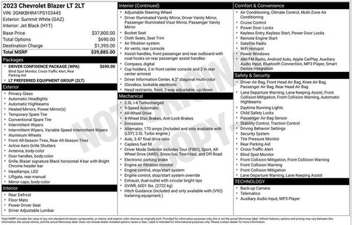 Summit White 2023 Chevrolet Blazer 2LT