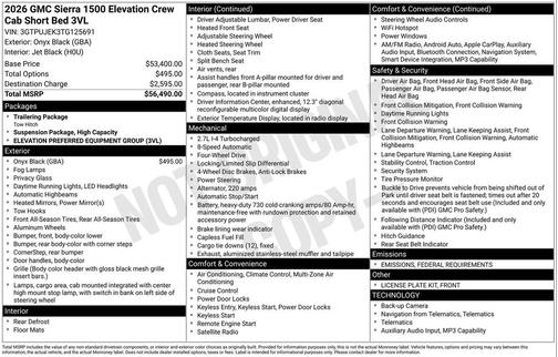 2026 GMC Sierra 1500 Elevation
