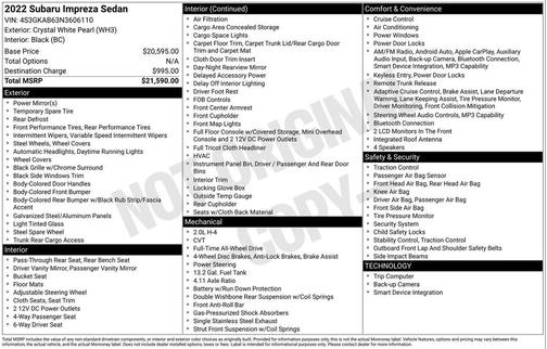2022 Subaru Impreza Base