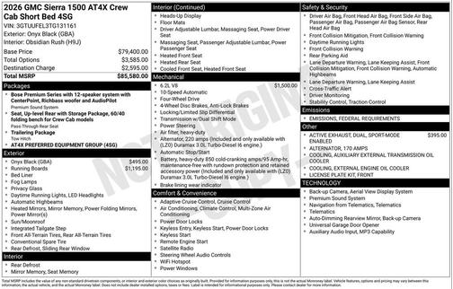 2026 GMC Sierra 1500 AT4X