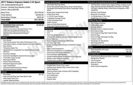 Carbide Gray Metallic 2017 Subaru Impreza 2.0i Sport