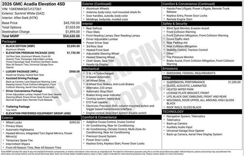 2026 GMC Acadia AWD Elevation