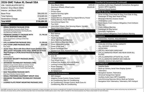 2026 GMC Yukon XL Denali