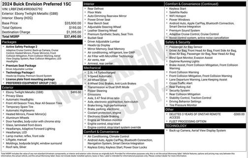 Ebony Twilight Metallic 2024 Buick Envision Preferred AWD