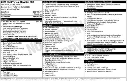 2026 GMC Terrain AWD Elevation