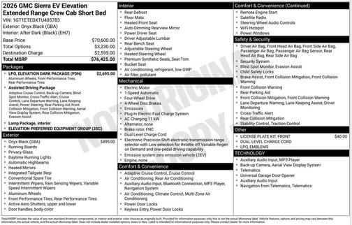2026 GMC Sierra EV Extended Range Elevation