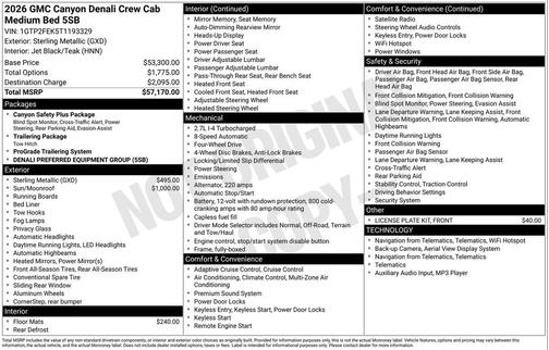 Sterling Metallic 2026 GMC Canyon Denali
