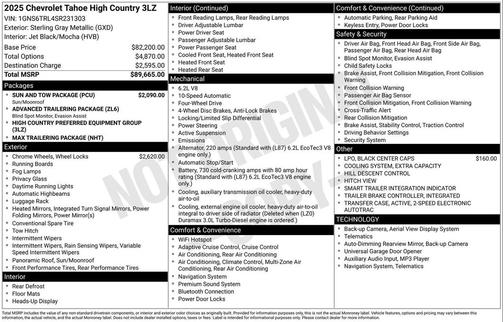2025 Chevrolet Tahoe 4WD High Country