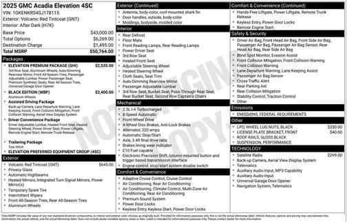2025 GMC Acadia FWD Elevation