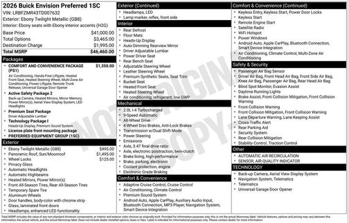 Ebony Twilight Metallic 2026 Buick Envision Preferred AWD