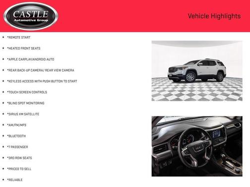 Summit White 2019 GMC Acadia SLE-2