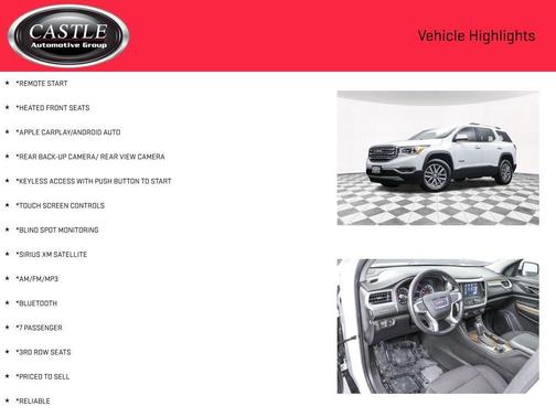Summit White 2019 GMC Acadia SLE-2