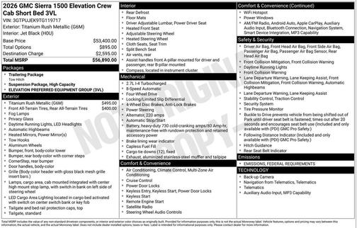 2026 GMC Sierra 1500 Elevation