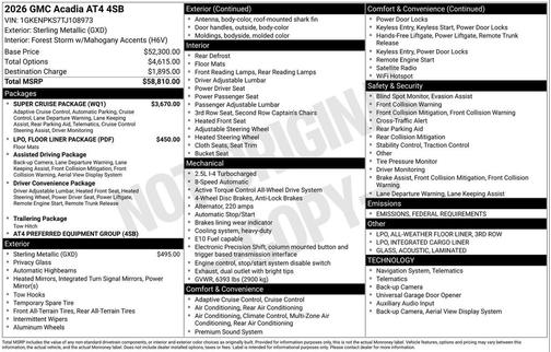 2026 GMC Acadia AWD AT4