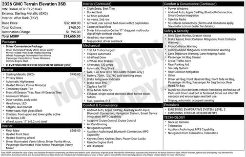 2026 GMC Terrain AWD Elevation