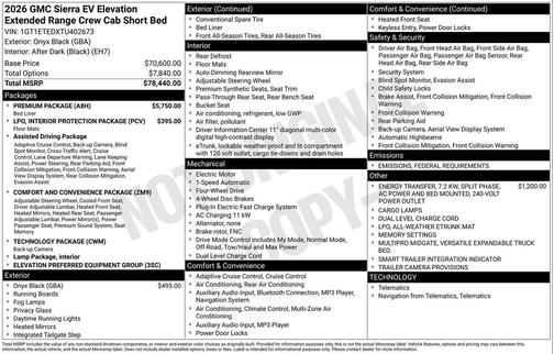 2026 GMC Sierra EV Extended Range Elevation