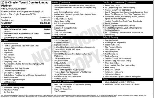 2016 Chrysler Town & Country Limited Platinum