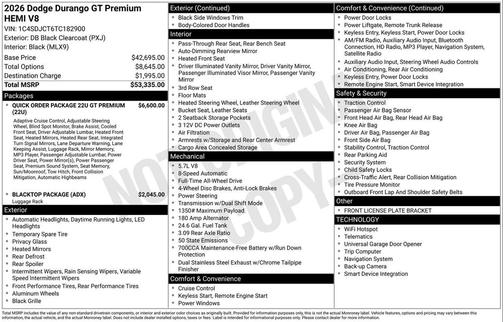 2026 Dodge Durango GT Premium HEMI V8 AWD