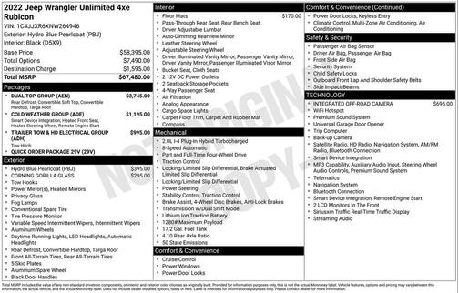 Hydro Blue Pearlcoat 2022 Jeep Wrangler Unlimited 4xe Rubicon
