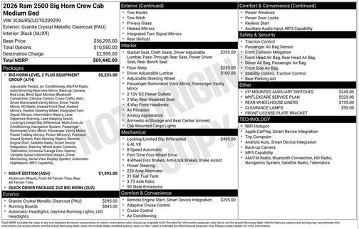 2026 RAM 2500 Big Horn Crew Cab 4x4 6'4' Box
