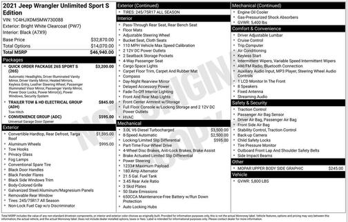 2021 Jeep Wrangler Unlimited Sport