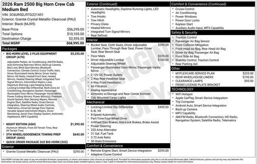 2026 RAM 2500 Big Horn Crew Cab 4x4 6'4' Box