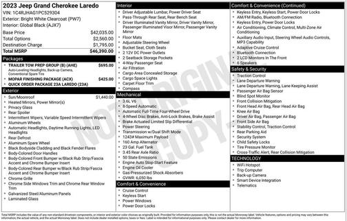 Bright White Clearcoat 2023 Jeep Grand Cherokee Laredo
