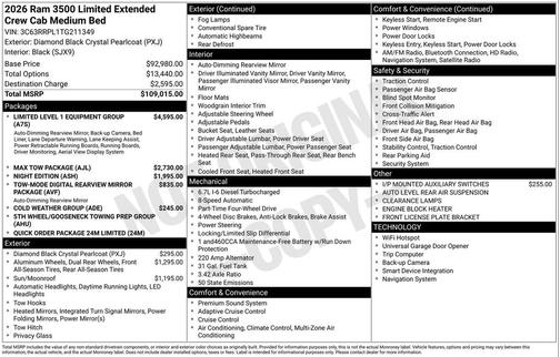 2026 RAM 3500 Limited Mega Cab 4x4 6'4' Box