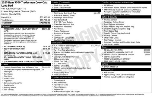 2025 RAM 3500 Tradesman Crew Cab 4x4 8' Box