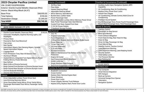 Granite Crystal Metallic Clearcoat 2023 Chrysler Pacifica Limited