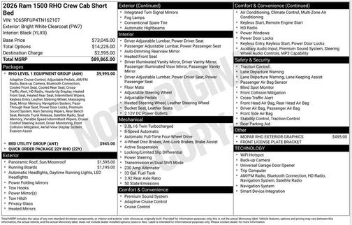 2026 RAM 1500 RHO Crew Cab 4x4 5'7' Box