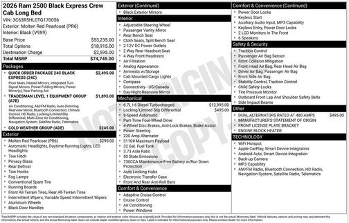 2026 RAM 2500 Black Express Crew Cab 4x4 8' Box