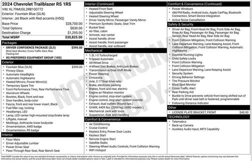 Fountain Blue 2024 Chevrolet Trailblazer RS