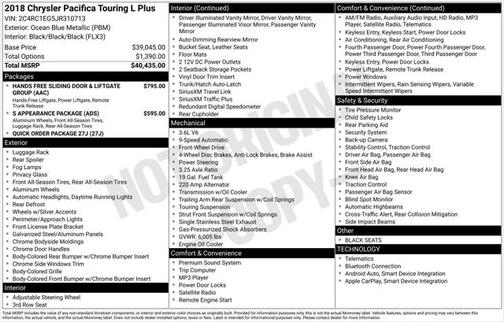 2018 Chrysler Pacifica Touring-L Plus