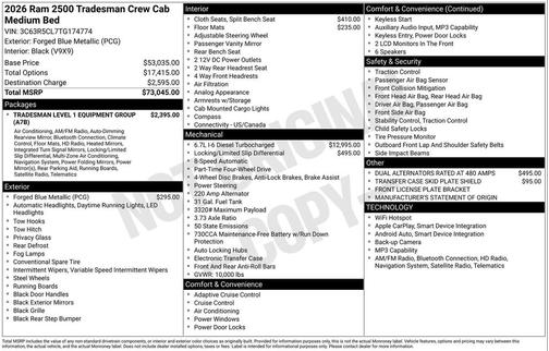 2026 RAM 2500 Warlock Crew Cab 4x4 6'4' Box