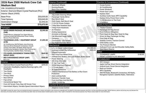 2026 RAM 2500 Warlock Crew Cab 4x4 6'4' Box