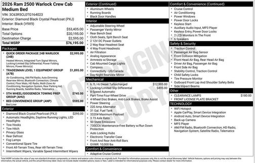 2026 RAM 2500 Warlock Crew Cab 4x4 6'4' Box