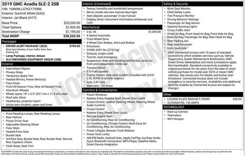 2019 GMC Acadia SLE-2