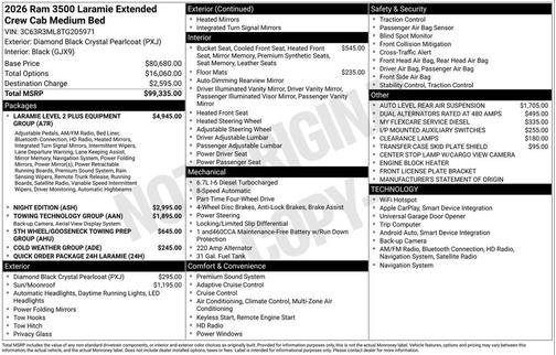 2026 RAM 3500 Laramie Mega Cab 4x4 6'4' Box